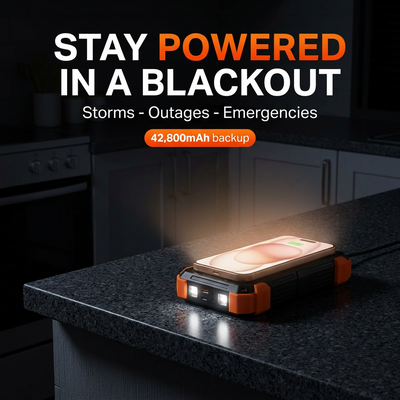 Sunly™ Rugged Solar Power Bank Charger + 3 Built-In Cables